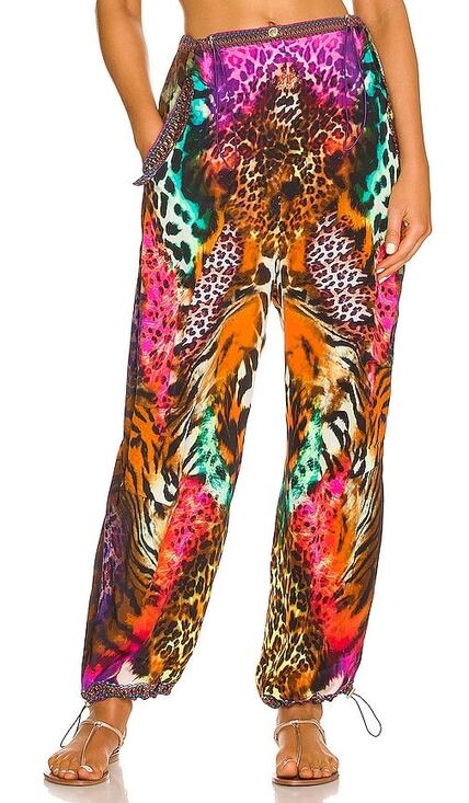 Camilla Pants - Camilla Surrealist Suspension Parachute Wide Leg Silk Pants Women’s Size L